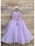 Petite Adele Little Girls Lilac Embroidered Bodice Glitter Tulle Gown 2-6 - SophiasStyle.com